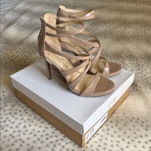 Jessica Simpson Patent Nude Strappy Stiletto Heels
